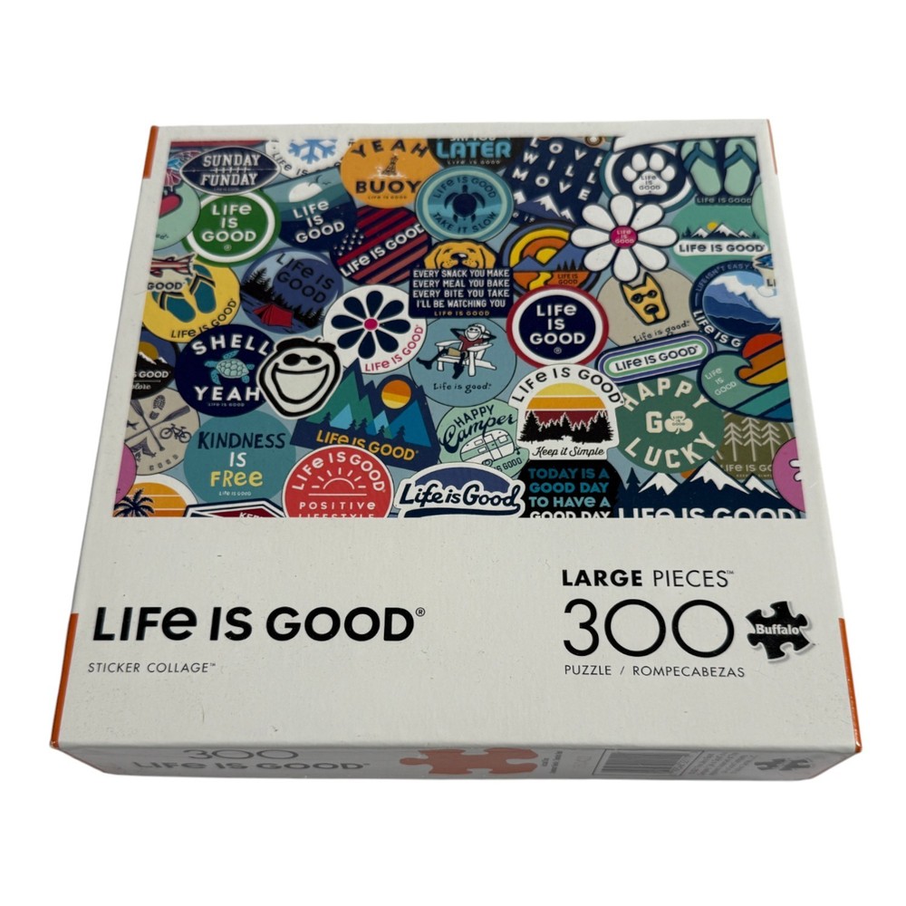 Buffalo Life Is Good Collage Puzzle - Blue/White - 300 pc